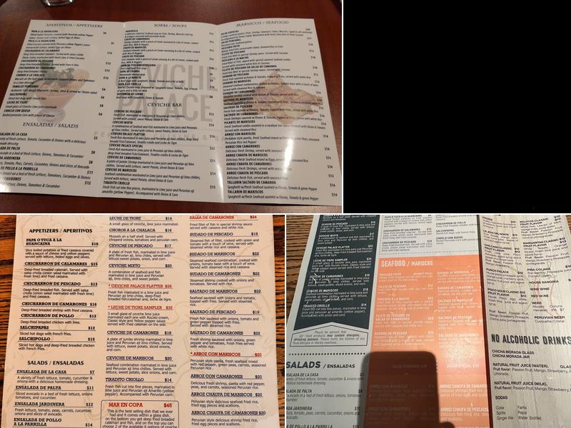 Ceviche Palace Menu