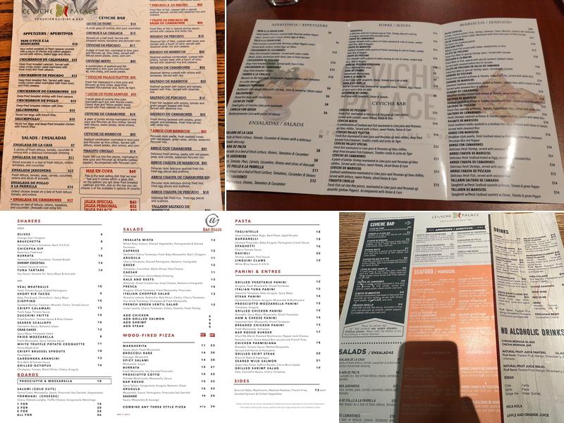 Ceviche Palace Menu