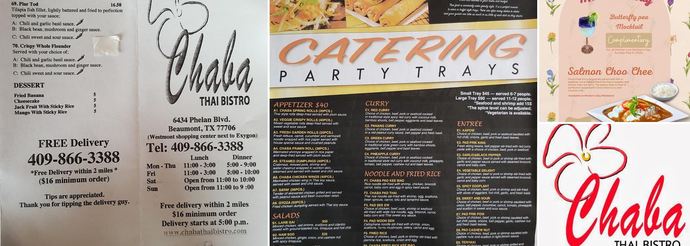 Chaba Thai Bistro Menu