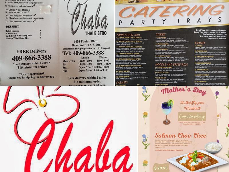 Chaba Thai Bistro Menu