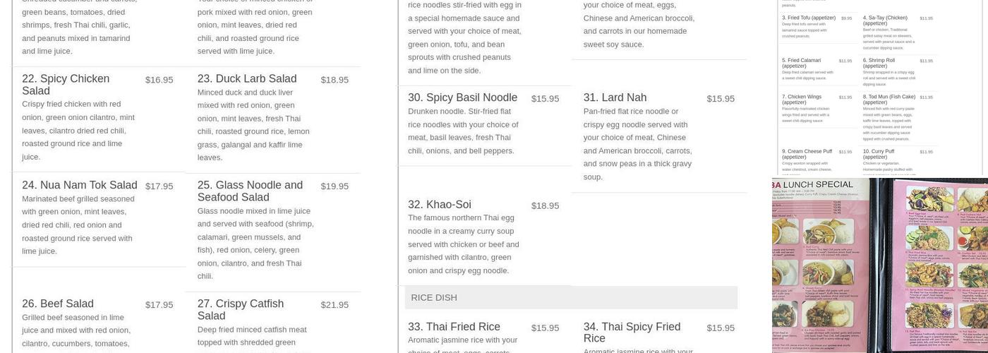 Chaba Thai Kitchen Menu