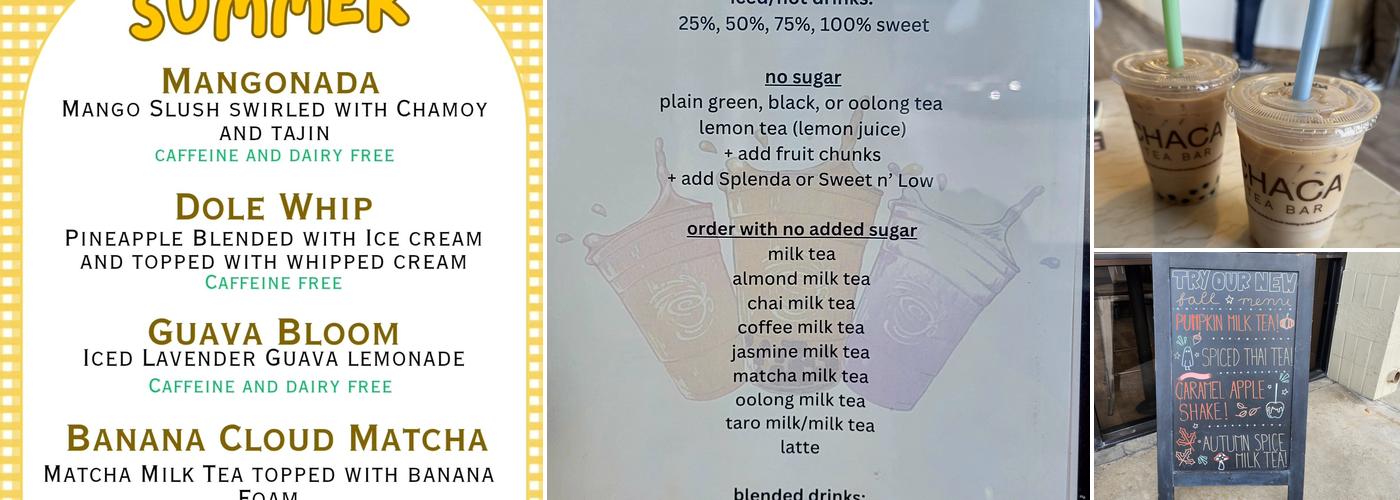Chaca Tea Bar Menu