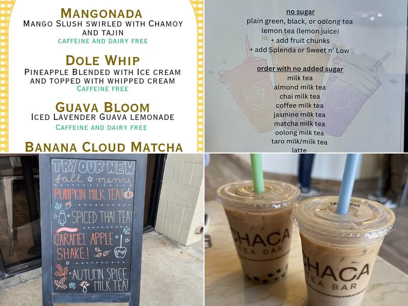 Chaca Tea Bar Menu