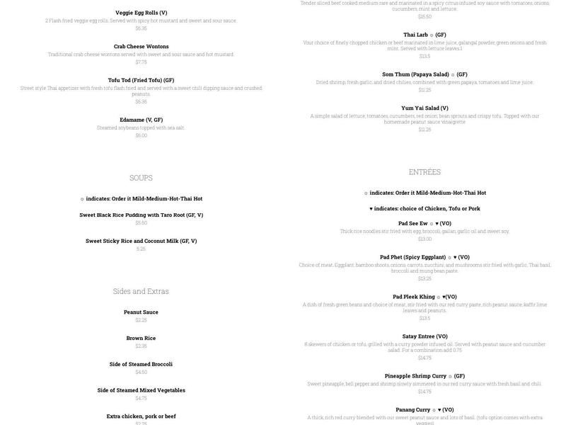 Chada Thai Menu