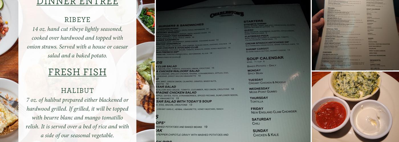 Charleston's Restaurant Menu