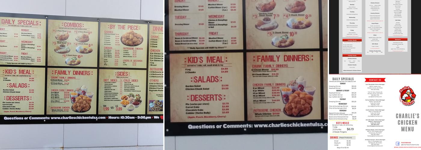 Charlie's Chicken on Sheridan Menu