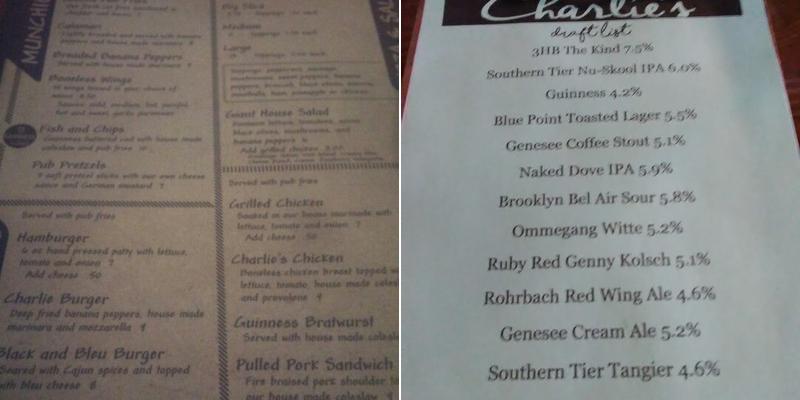 Charlie's Menu