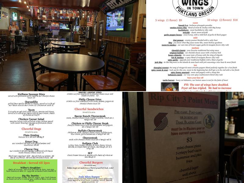 The Cheerful Bullpen Menu