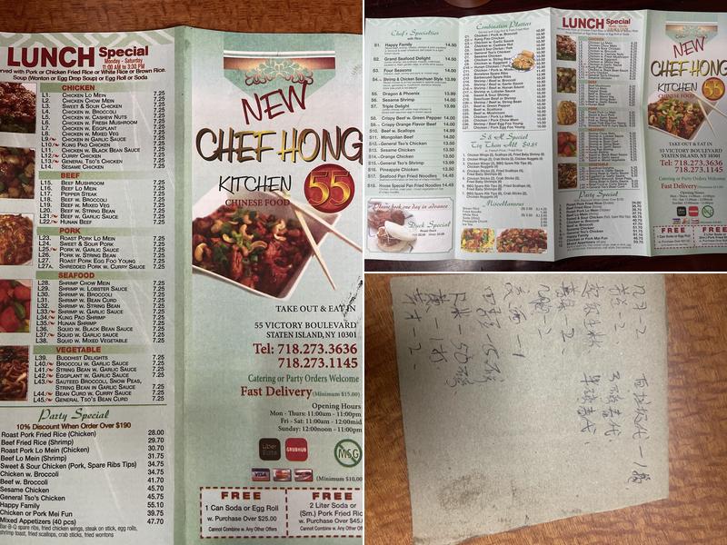 Chef Hong Kitchen Menu