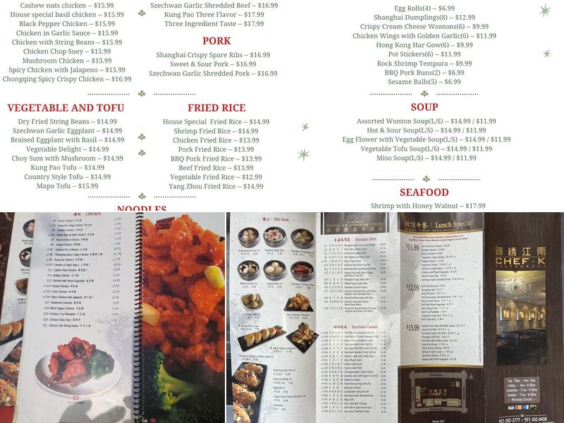 Chef K Menu