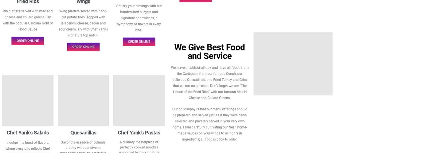Chef Yank's Menu