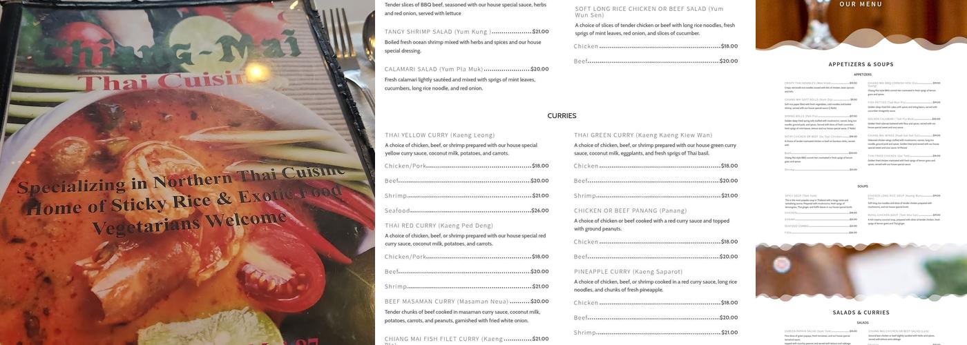 Chiang Mai Thai Cuisine Menu