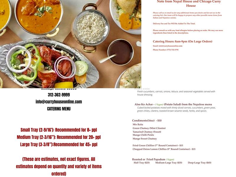 Chicago Curry House (Indian - Nepalese Cuisine) Menu