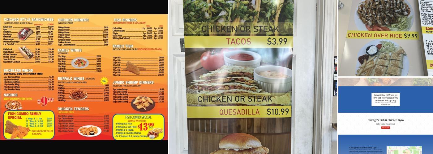 Chicago Fish and Chicken Gyro Menu