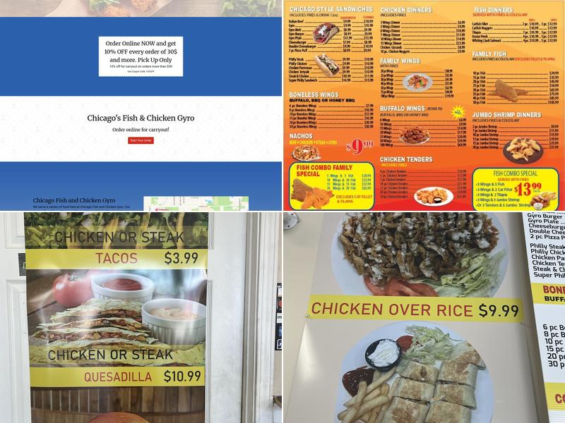 Chicago Fish and Chicken Gyro Menu