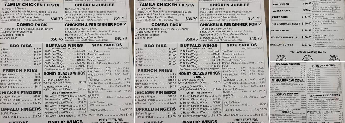 Chicken Holiday Menu