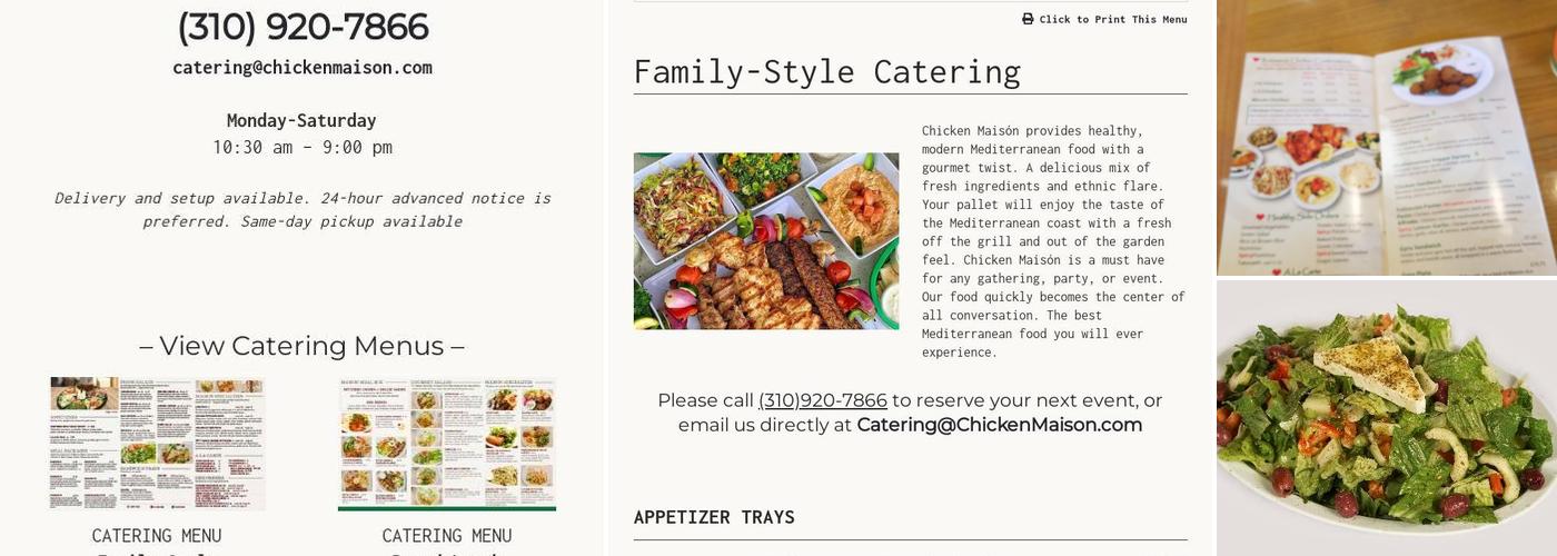 Chicken Maisón Menu