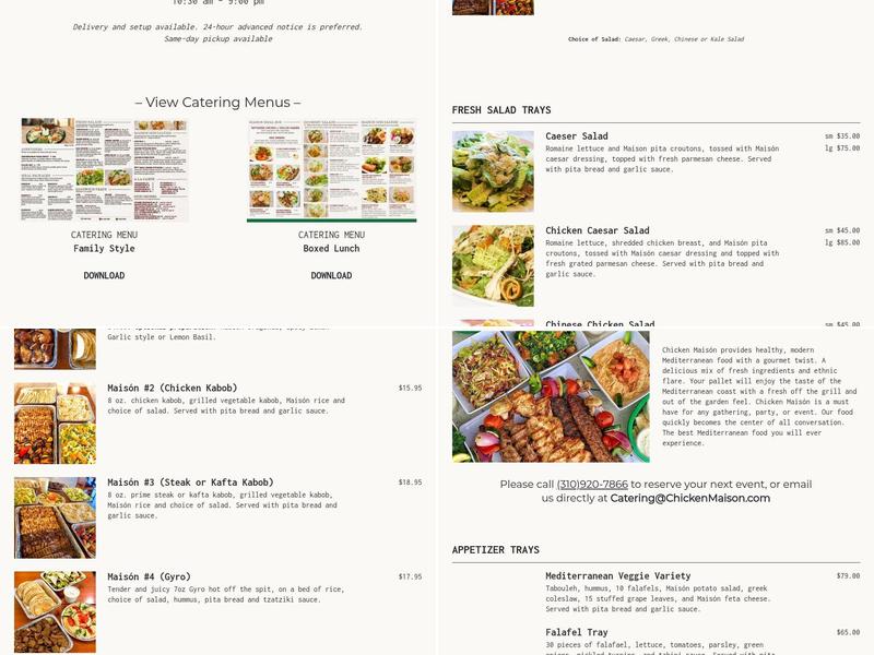 Chicken Maisón Menu