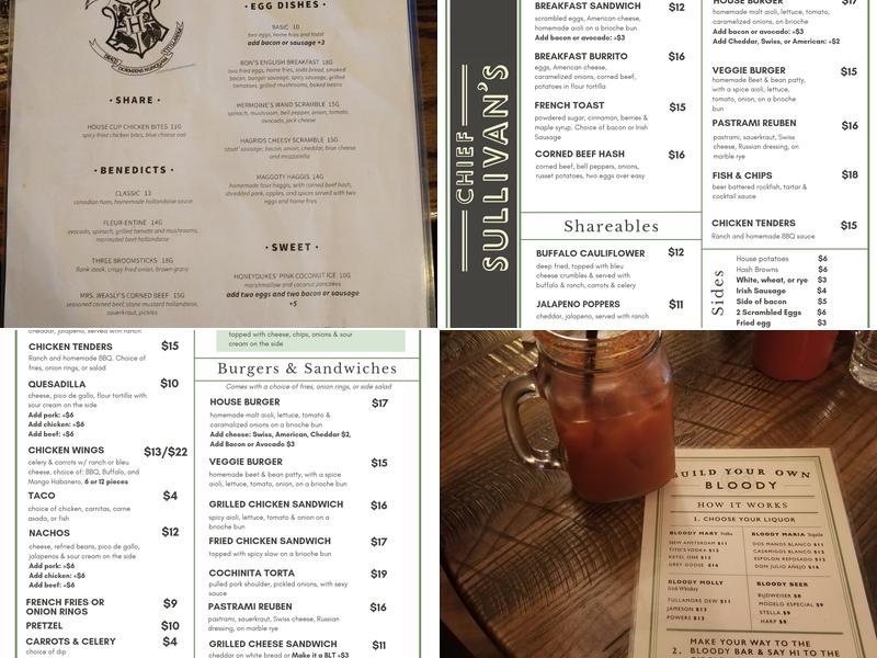 Chief Sullivan's Menu