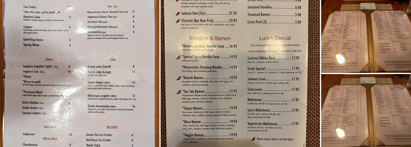 Chiharu Sushi & Noodle Menu