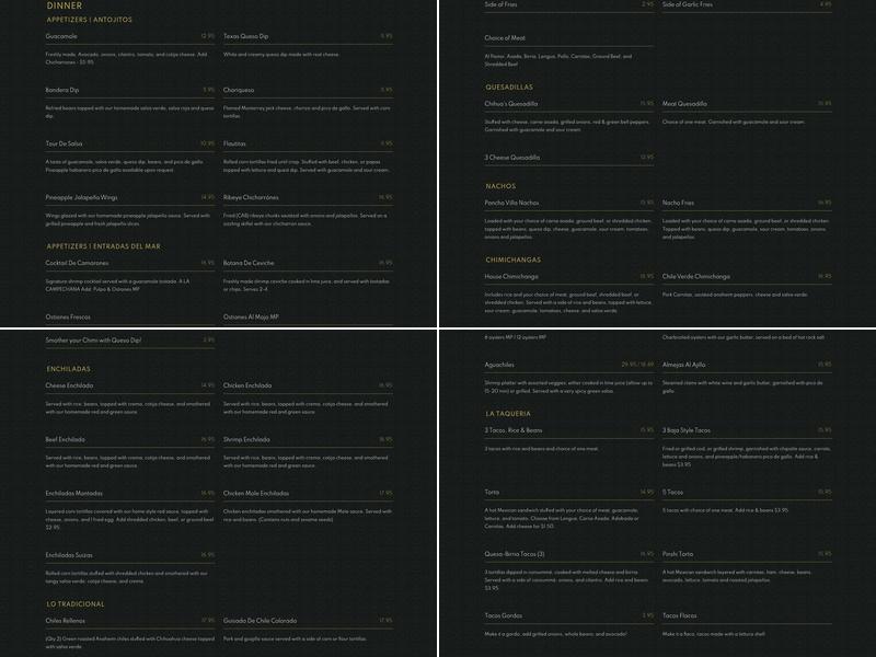 Chihuahua's Cantina & Grill Menu