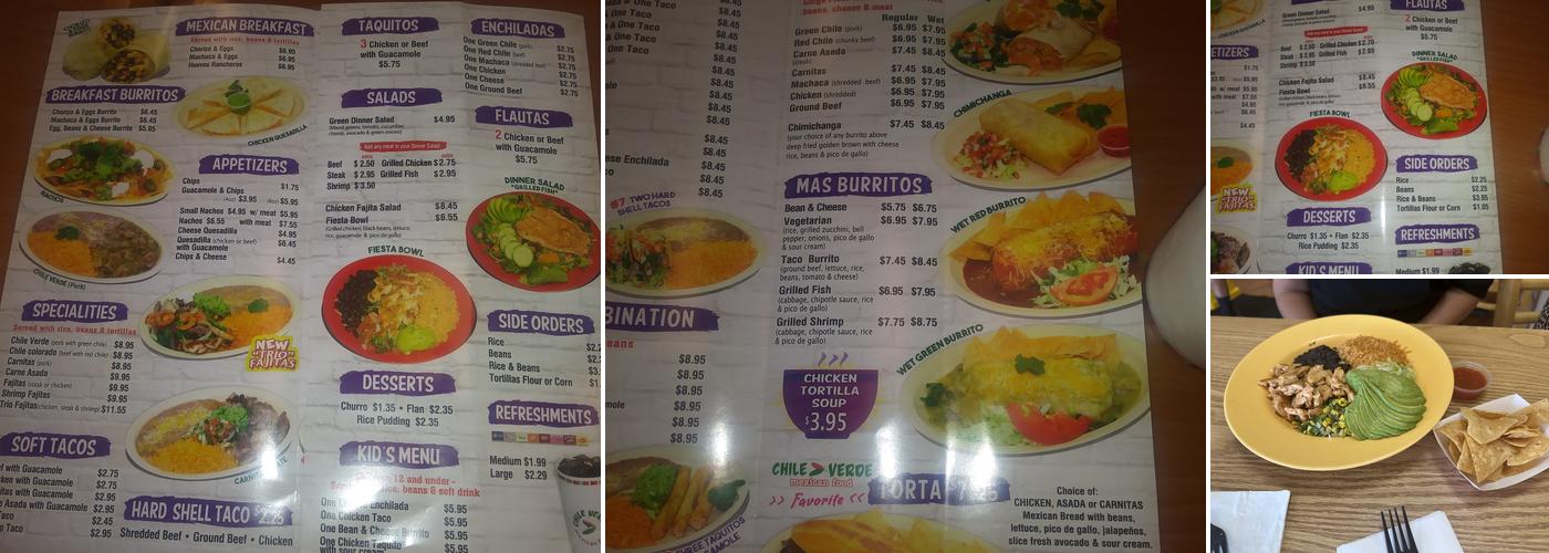 Chile Verde Menu