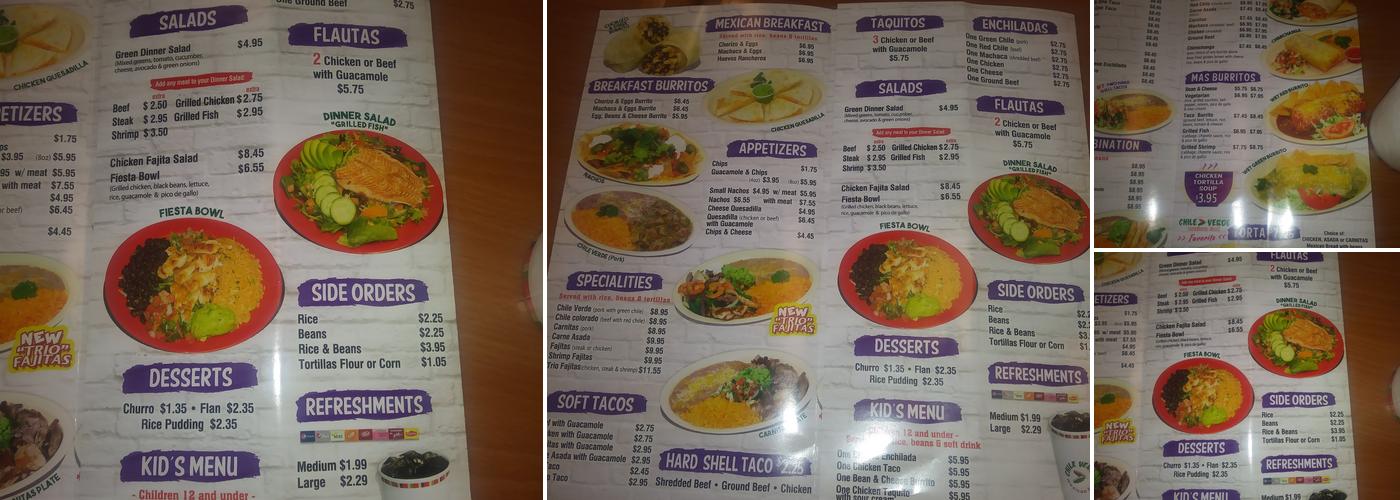 Chile Verde Menu