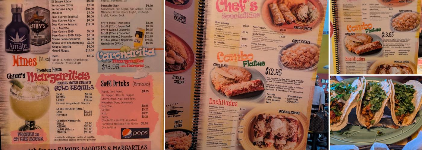 Chimi's Fresh-Mex Menu