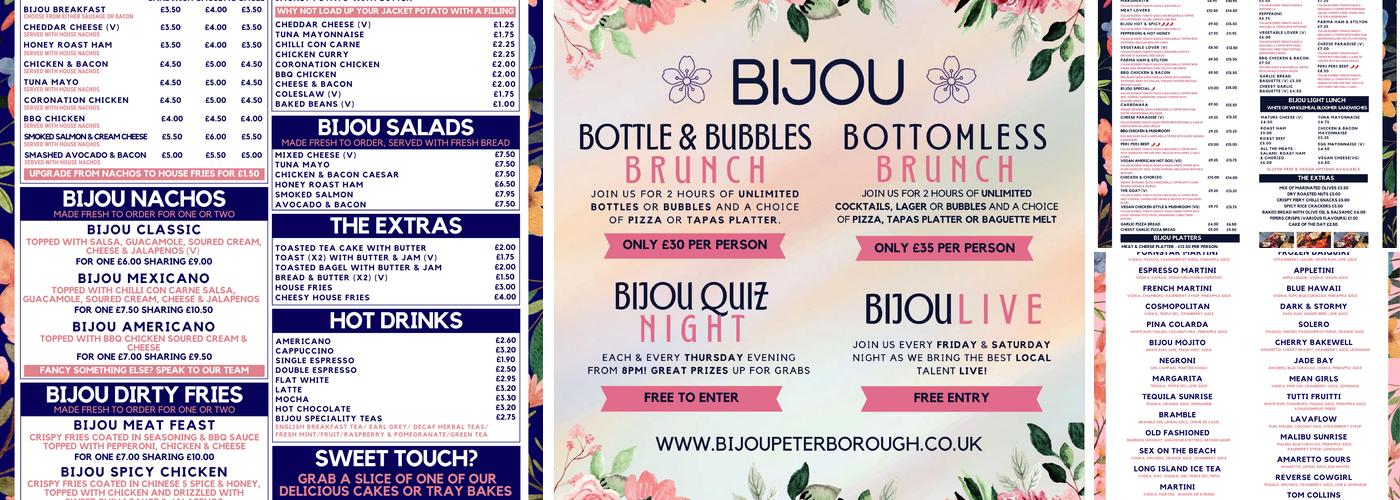 Bijou, Peterborough Menu