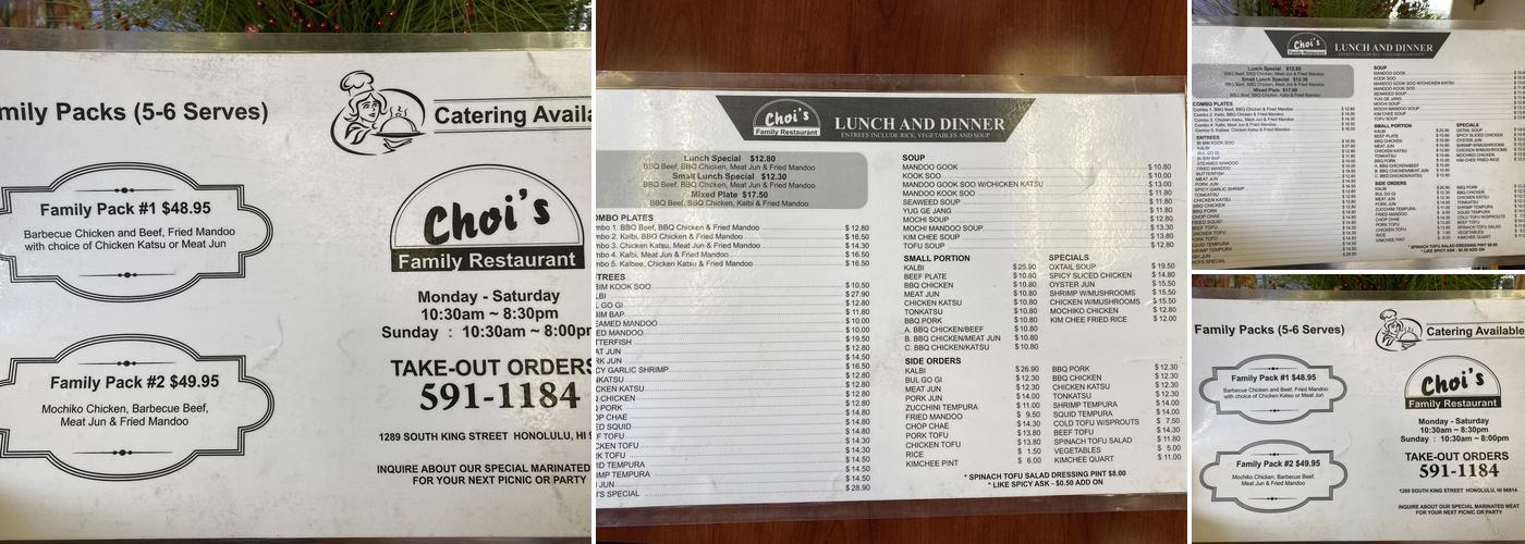Choi's Family Restaurant Menu