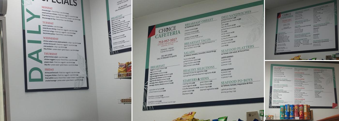 Choice Cafeteria Menu