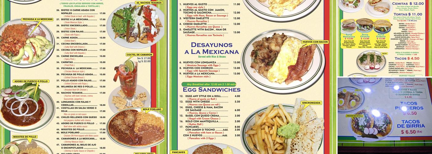 Cholula Restaurant Menu