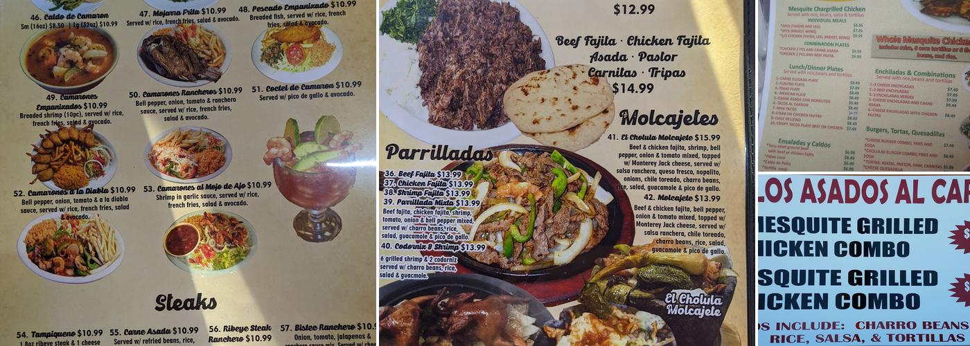 Cholula's Menu