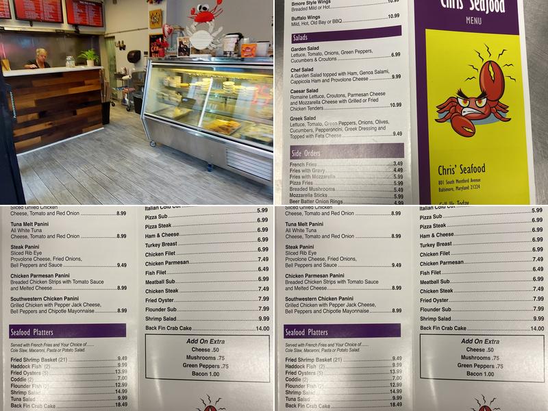 Chris' Seafood Menu
