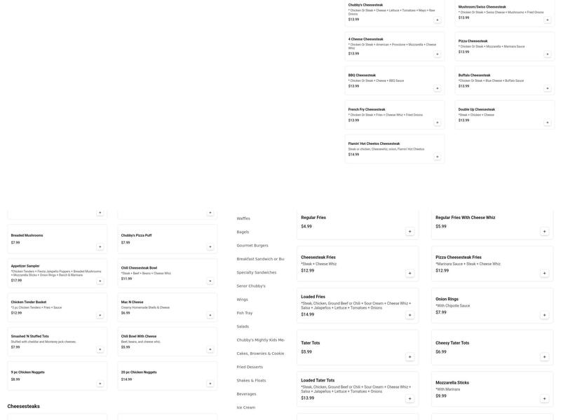 Chubbys Cheesesteaks Brookfield Menu