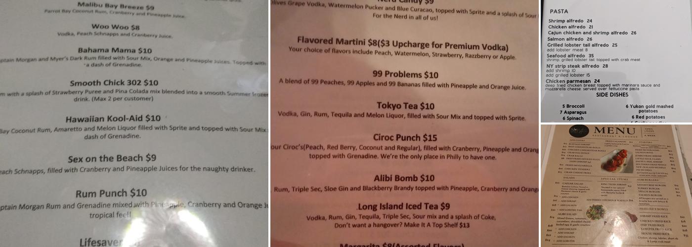 Chuck’s Alibi Menu