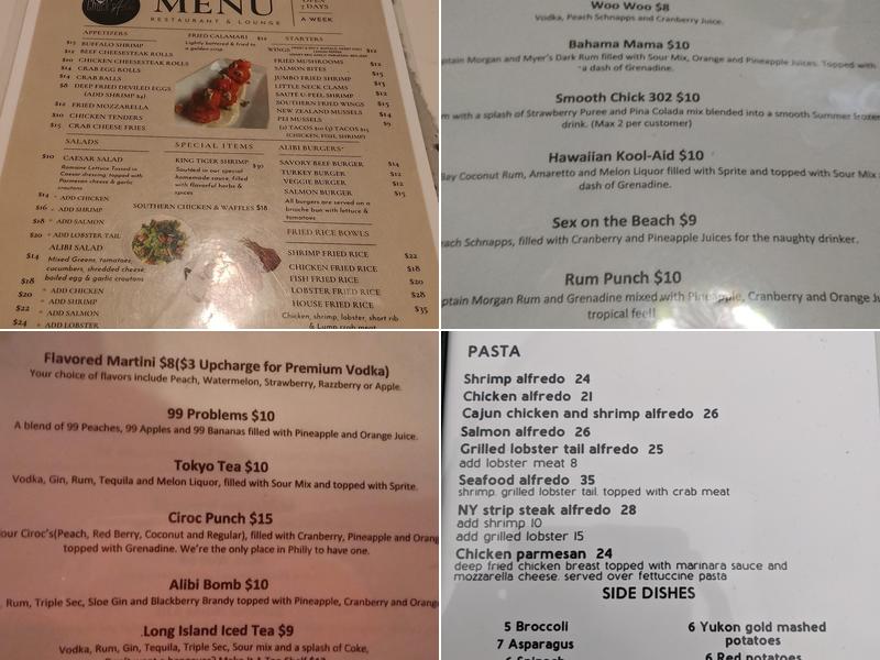 Chuck’s Alibi Menu