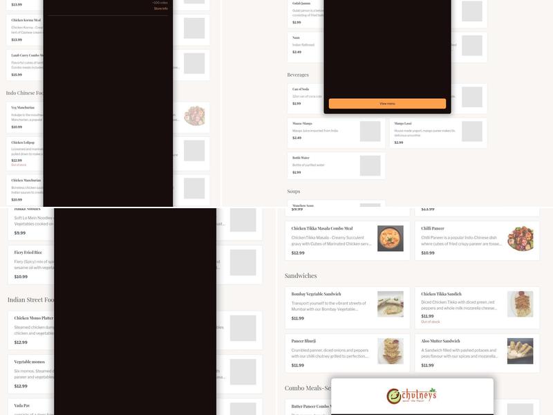 Chutneys Menu