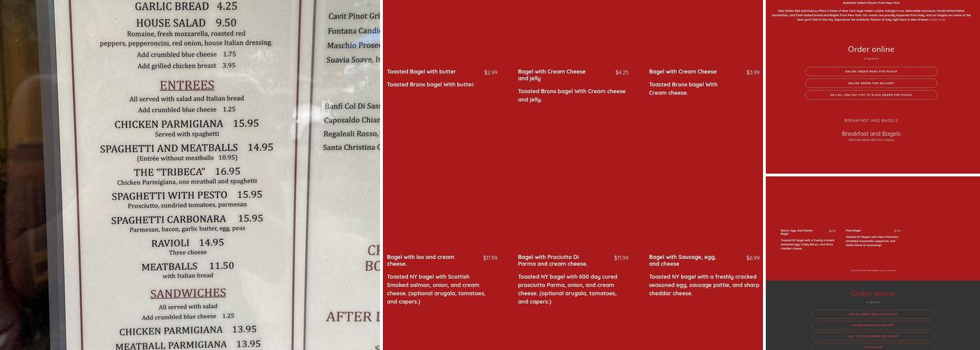 Cibo Menu