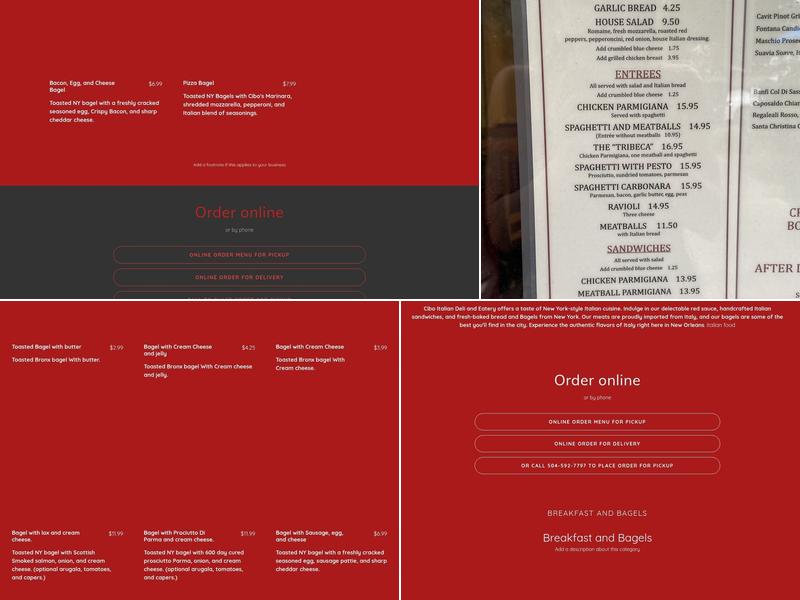 Cibo Menu