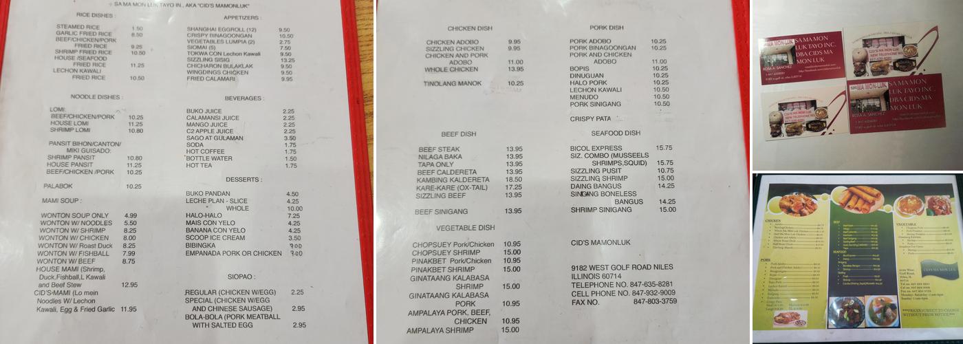 Cid's Ma Mon Luk Menu