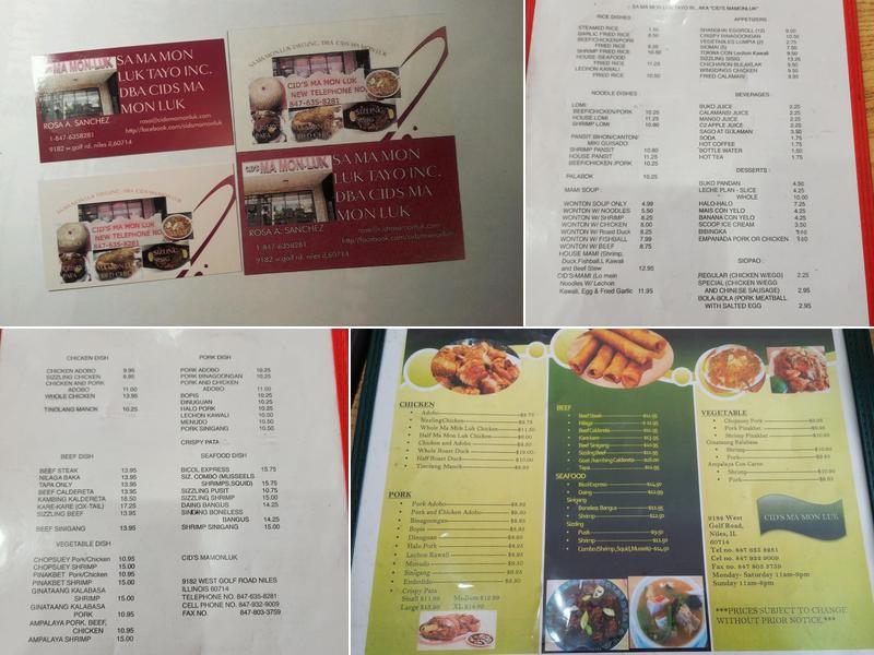 Cid's Ma Mon Luk Menu