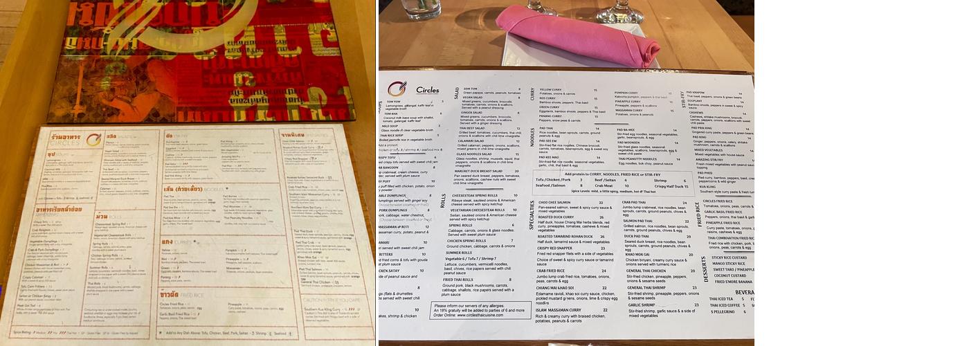 Circles Thai Menu