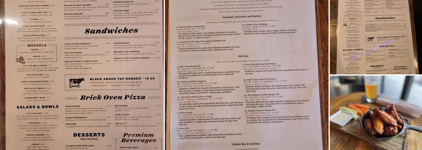 City Tap House Dupont Menu