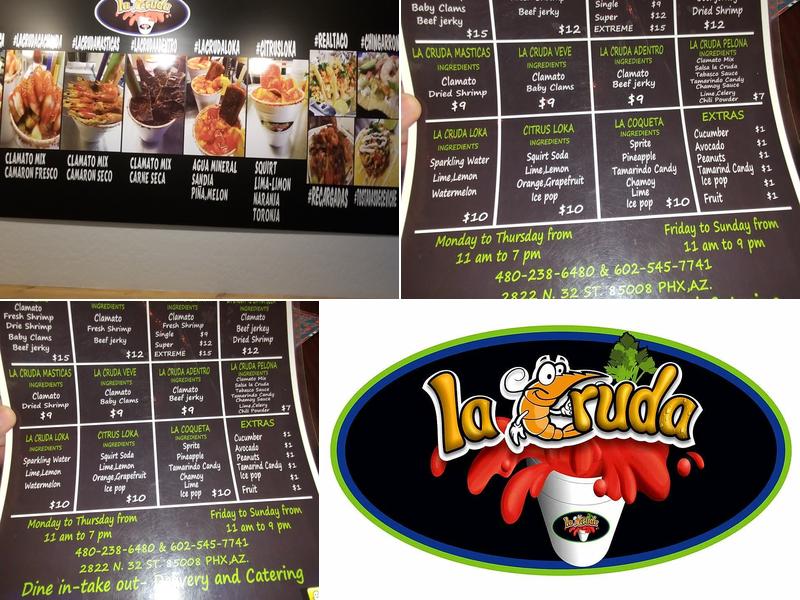 Clamatos La Cruda Menu