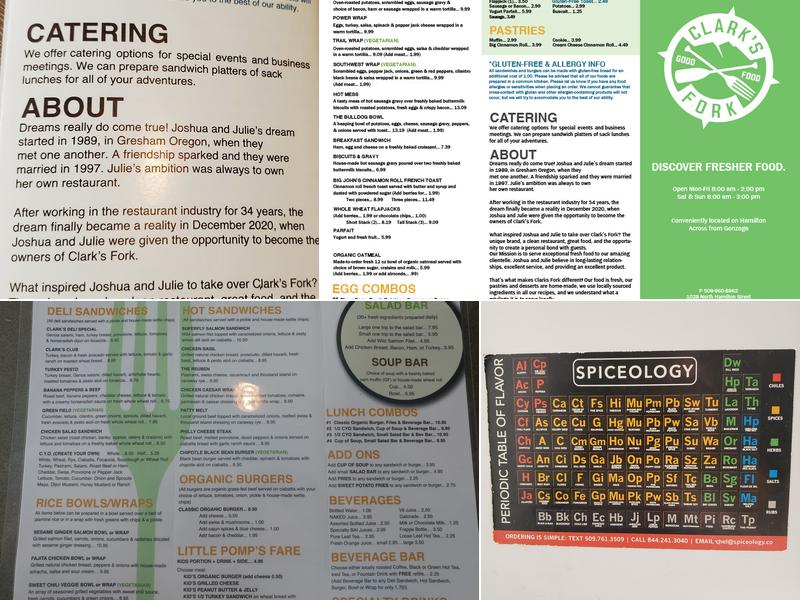 Clark's Fork Menu