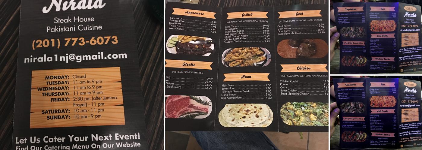 Classic Nirala Restaurant Menu