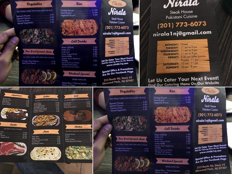 Classic Nirala Restaurant Menu