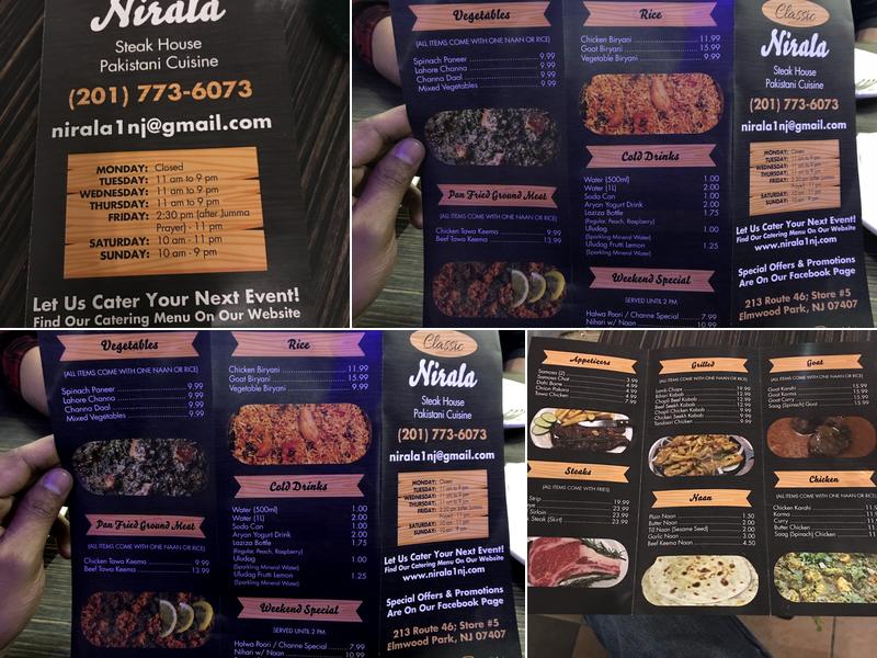Classic Nirala Restaurant Menu