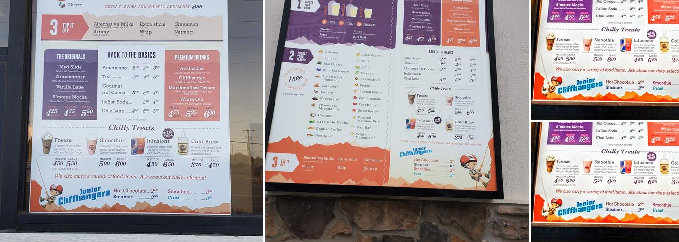 Cliffside Coffee Menu